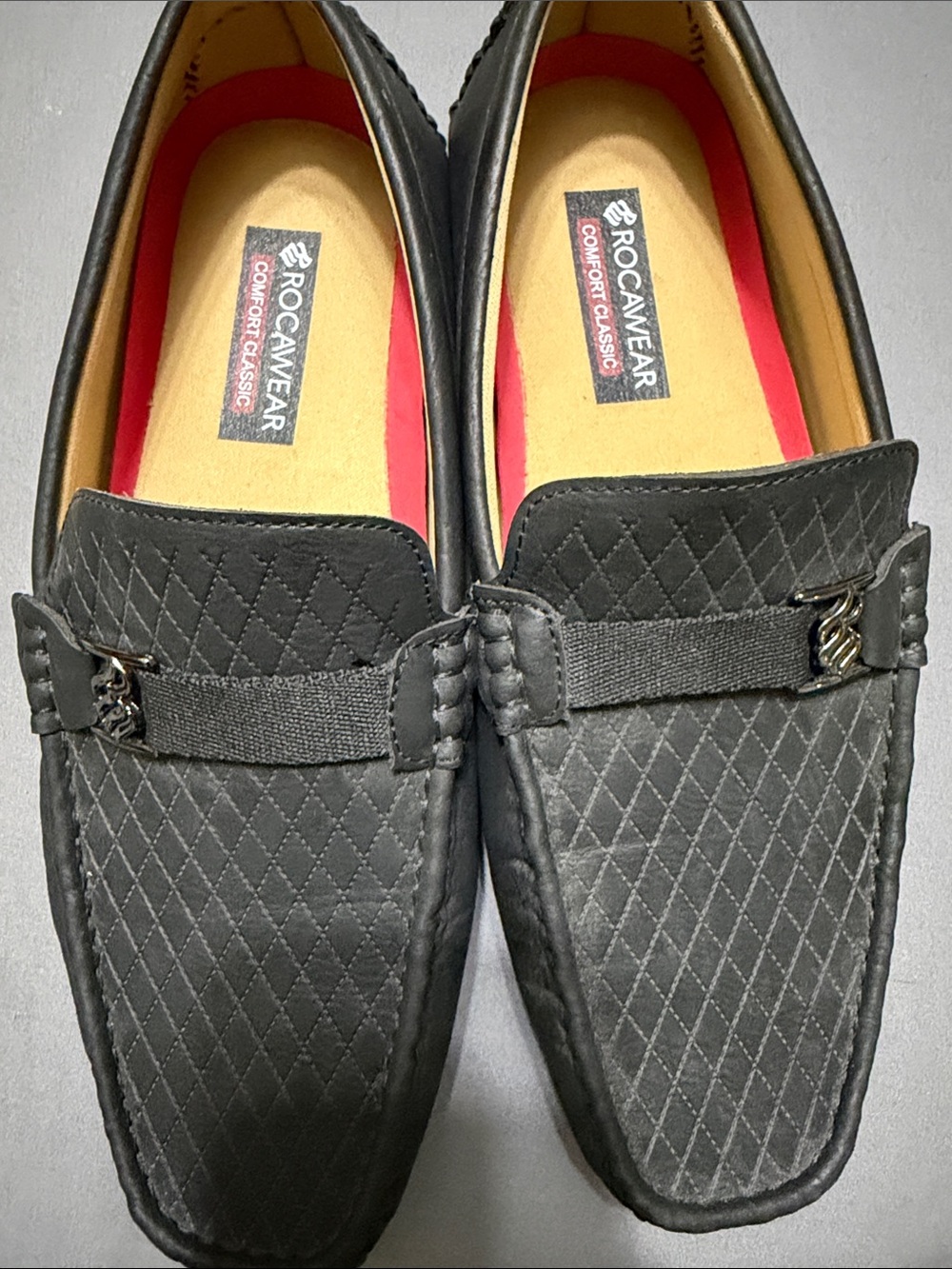 Rocawear Black Quilted Slip-On Loafers with Metal Accent